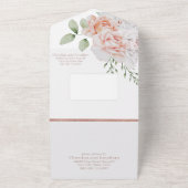 ロマンチックな桃と白い水色の花 オールインワン招待状 (外側)