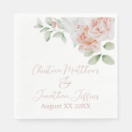 ロマンチックな桃と白い水色の花 スタンダードランチョンナプキン