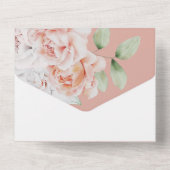ロマンチックな桃と白い花 オールインワン招待状 (裏面)