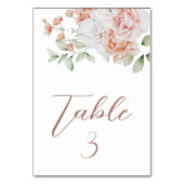 ロマンチックな桃と白の水色の花結婚の花 テーブルナンバー (裏面)
