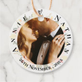 ロマンチックな桃フローラかわいらしかわいい結婚写真 フェイバータグ (正面)