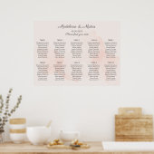 ロマンチックな桃結婚とグレーの座席表 ポスター (キッチン)