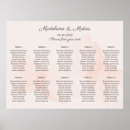 ロマンチックな桃結婚とグレーの座席表 ポスター