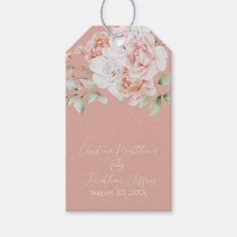 ロマンチックな桃色と白い花 ギフトタグ