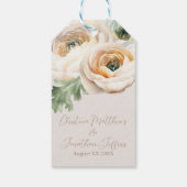 ロマンチックな桃色のキンポウゲ（ラナンキュラス） - アイボリー ギフトタグ (裏面)