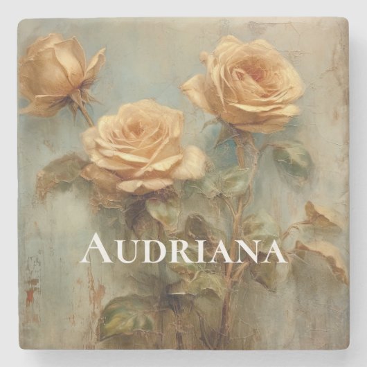 ロマンチックな桃色のバラの花のブライズシャワー ストーンコースター (正面)