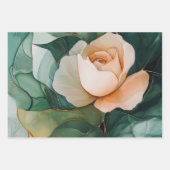 ロマンチックな桃色のバラの花のブライズシャワー ラッピングペーパーシート (正面3)