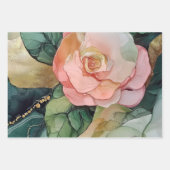 ロマンチックな桃色のバラの花のブライズシャワー ラッピングペーパーシート (正面2)