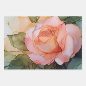 ロマンチックな桃色のバラの花のブライズシャワー ラッピングペーパーシート (正面)