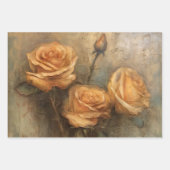 ロマンチックな桃色のバラの花のブライダルシャワー ラッピングペーパーシート (正面2)