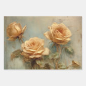 ロマンチックな桃色のバラの花のブライダルシャワー ラッピングペーパーシート (正面)