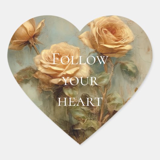 ロマンチックな桃色のバラの花 ハートシール (正面)