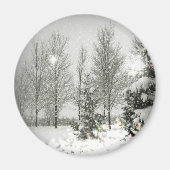 ロマンチックな森のクリスマスツリーウィンターウェディング マグネット (正面)