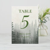 ロマンチックな森の木結婚のテーマのテーブル番号 サンキューカード (スタンド正面)