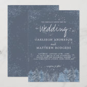 ロマンチックな森の雪の降る冬のフォレストウェディング 招待状 (正面/裏面)