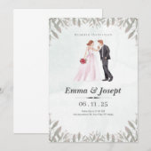 ロマンチックな植物学結婚式招待状 招待状 (正面/裏面)