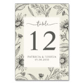 ロマンチックな植物性デイジー披露宴テーブル番号 テーブルナンバー (正面)