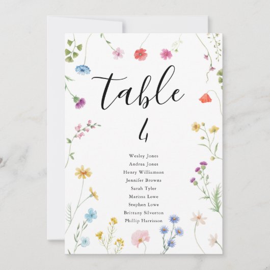 ロマンチックな植物野結婚花のテーブル番号 シーズンカード (正面)
