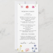 ロマンチックな植物野草花結婚式 プログラムカード (裏面)