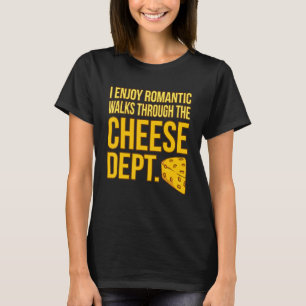 ロマンチックな歩き回るチーズフード食べ手グラフィック Tシャツ