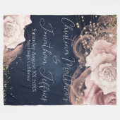 ロマンチックな水の結婚色のバラオンMoody Blue フリースブランケット (正面(横))