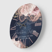 ロマンチックな水の結婚色のバラオンMoody Blue ラージ壁時計 (傾斜)