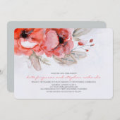 ロマンチックな水の色お洒落の結婚花 招待状 (正面/裏面)