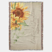 ロマンチックな水の色のひまわり色あせた羊皮紙 スローブランケット (正面縦)