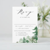 ロマンチックな水の色のウッドランド冬の結婚式 出欠カード (スタンド正面)
