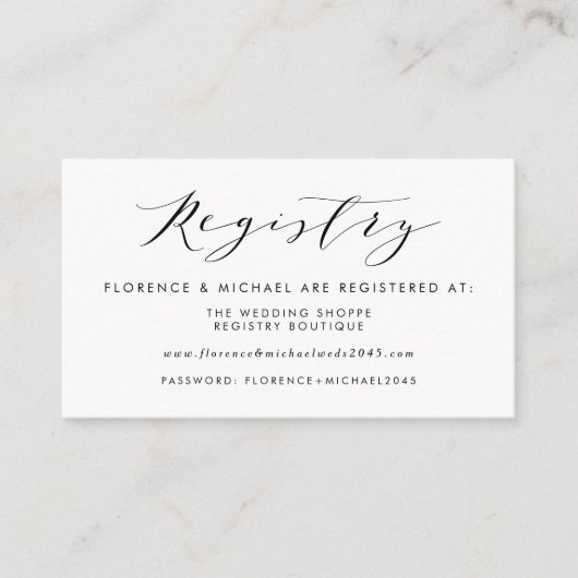 ロマンチックな水の色のウッドランド結婚ズのレジストリ エンクロージャーカード (正面)