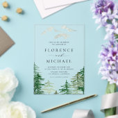 ロマンチックな水の色のウッドラ結婚ンド アクリル招待状 (インサイチュ (ウェディング))