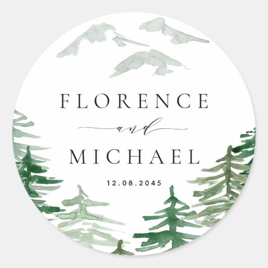 ロマンチックな水の色のウッドラ結婚ンド ラウンドシール (正面)