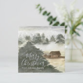 ロマンチックな水の色のクリスマスカードと居心地の良いワイン シーズンカード (スタンド正面)