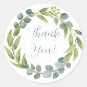 ロマンチックな水の色のグリーンリーフフローラありがとうCl ラウンドシール (正面)