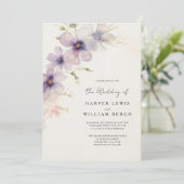 ロマンチックな水の色のコスモス花qrコード結婚s 招待状 (スタンド正面)