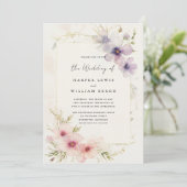 ロマンチックな水の色のコスモス花qrコード結婚s 招待状 (スタンド正面)