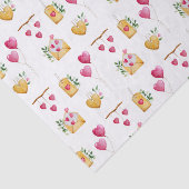 ロマンチックな水の色のハートイラストパターン 薄葉紙 (詳細)