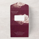 ロマンチックな水の色のバラオンブルゴーニュ オールインワン招待状 (外側)