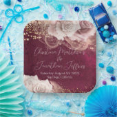 ロマンチックな水の色のバラオンBurgundy 結婚's ペーパープレート (パーティー)