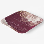 ロマンチックな水の色のバラオンBurgundy 結婚's ペーパープレート (傾斜あり)