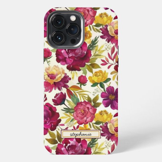 ロマンチックな水の色のバラパターン名 iPhoneケース (裏面)