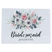 ロマンチックな水の色のバラフローラブルーブライドメイド ラージペーパーバッグ (裏面)