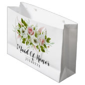 ロマンチックな水の色のバラフローラメイド・オブ・オーナー(花嫁付き添い人) ラージペーパーバッグ (正面アングル)