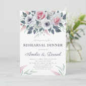 ロマンチックな水の色のバラブルーリハーサルディナー 招待状 (スタンド正面)