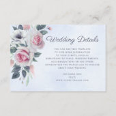 ロマンチックな水の色のバラブルー結婚ズの詳細 エンクロージャーカード (正面)