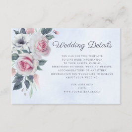 ロマンチックな水の色のバラブルー結婚ズの詳細 エンクロージャーカード