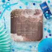 ロマンチックな水の色のバラ素朴オンウッド結婚ズ ペーパープレート (パーティー)