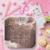 ロマンチックな水の色のバラ素朴オンウッド結婚ズ ペーパープレート (パーティー)