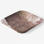 ロマンチックな水の色のバラ素朴オンウッド結婚ズ ペーパープレート (傾斜あり)