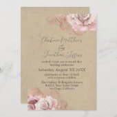 ロマンチックな水の色のバラ素朴グラム結婚ズ 招待状 (正面/裏面)